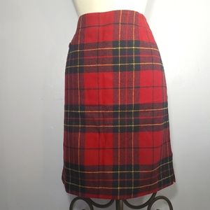 Pendleton Wool Red and Black Plaid Skirt Size 14